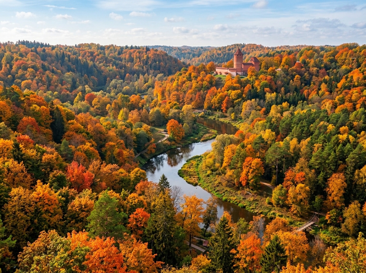 Autumn forest valley in Sigulda