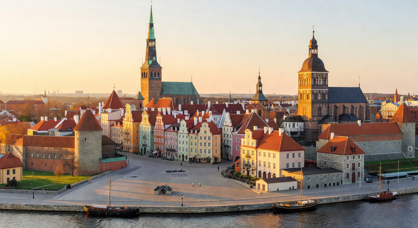 Panoramic view of Riga Old Town skyline